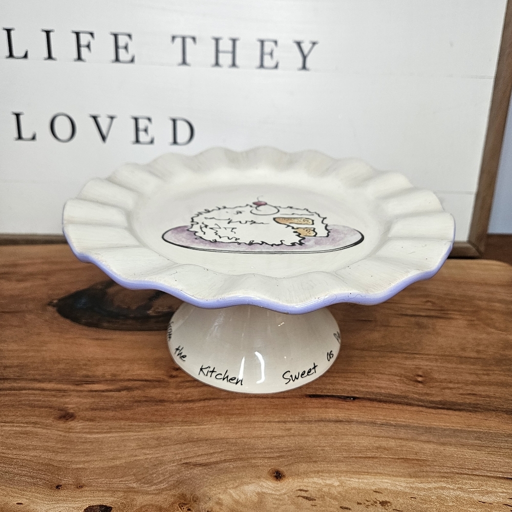 The White Barn Candle Co Ceramic Pedestal Cake Dish Candle Plate Birthday Ruffle